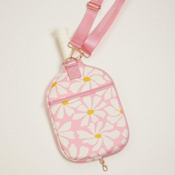 Wholesale flowers Printed Pickle Ball Racket Bag Full Zip Closure External Zip P