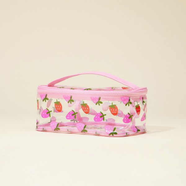 Wholesale clear Fruit Print Travel Pouch Full Zipper Closure L T D