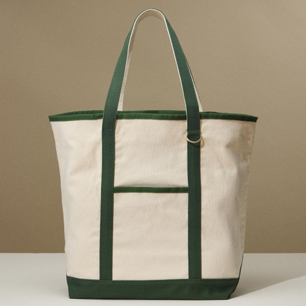 Wholesale canvas Tote Bag Open External Pocket Metal Key Ring Open Internal Pock