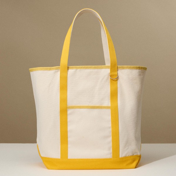 Wholesale canvas Tote Bag Open External Pocket Metal Key Ring Open Internal Pock