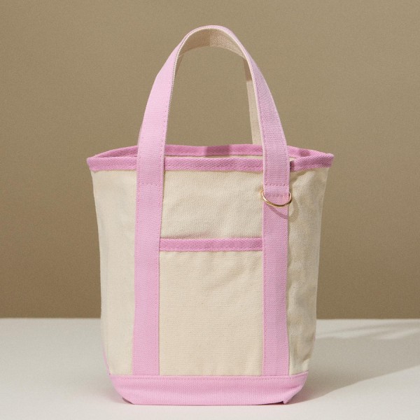 Wholesale small Canvas Tote Bag Open External Pocket Metal Key Ring L T D Handle