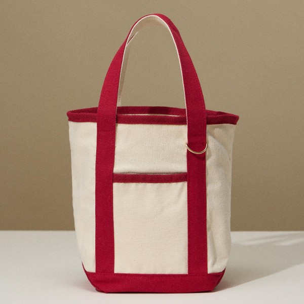 Wholesale small Canvas Tote Bag Open External Pocket Metal Key Ring L T D Handle