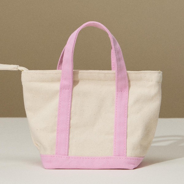 Wholesale mini Canvas Tote Bag Zip Closure Handle Drop L L T D Cotton