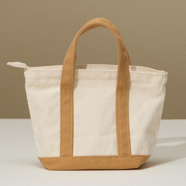 Wholesale mini Canvas Tote Bag Zip Closure Handle Drop L L T D Cotton