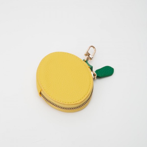 Wholesale vegan Leather Fruit Coin Pouch Key Ring Full Zip Closure L