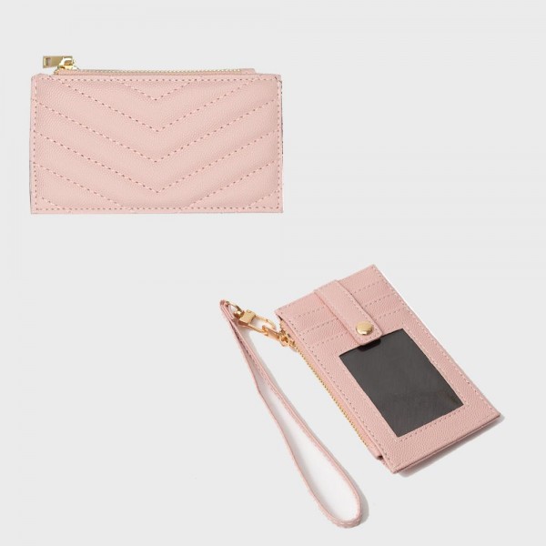 Wholesale quilted Vegan Leather Wallet Removeable Wristlet Outer Card Holders Sn