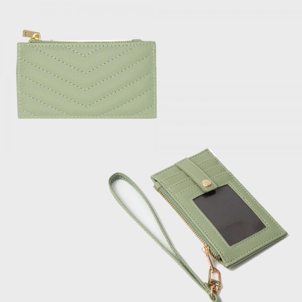 Wholesale quilted Vegan Leather Wallet Removeable Wristlet Outer Card Holders Sn