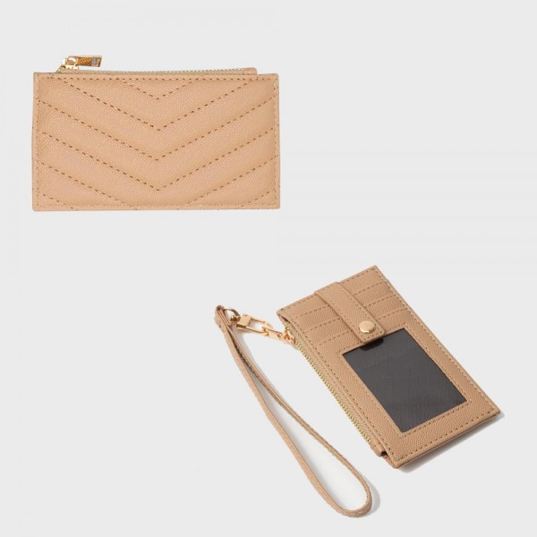 Wholesale quilted Vegan Leather Wallet Removeable Wristlet Outer Card Holders Sn