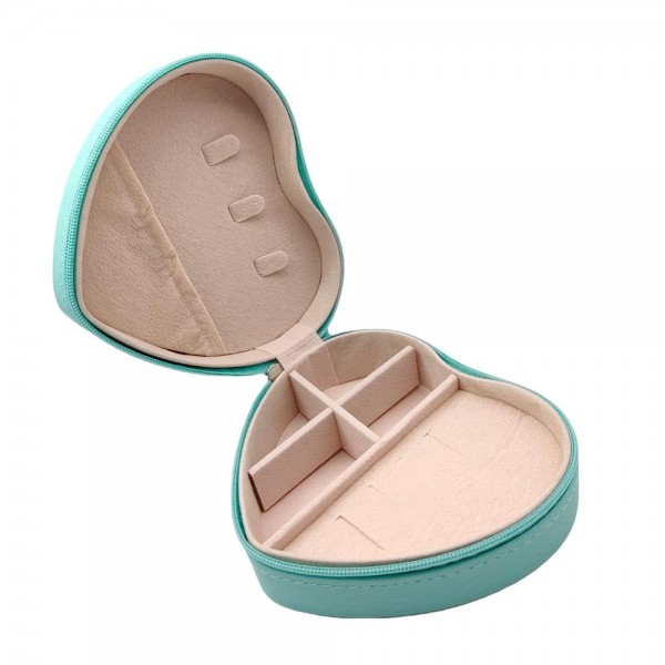 Vegan Leather Heart Jewelry Box
- Zip Closure
- Removable Divider Organizer
- 3 Necklace Hooks & 5 Ring Holders
- Approximately 4.5" L X 4" T X 1.75" D