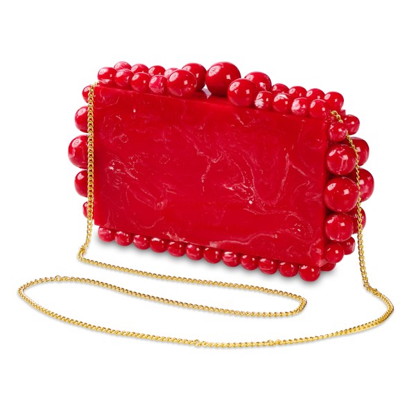 Wholesale marble Acrylic Clutch Ball Details Magnetic Closure Velvet Lining Open