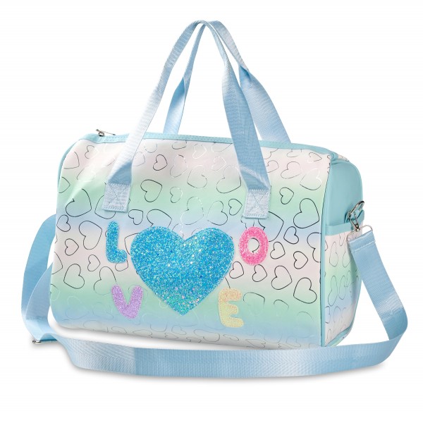 Wholesale glitter Hearts LOVE Tote Bag External Open Pockets Full Zip Closure Li