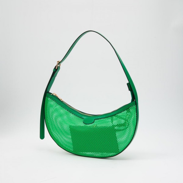 Wholesale rounded Mesh Tote Bag Vegan Leather Trim Removable Wallet Zip Closure