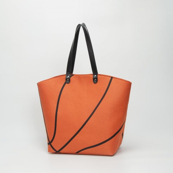 Canvas Basketball Tote Bag

- Snap Closure
- Lined Body 
- 1 Internal Zip Pocket 
- Vegan Leather Handle Drop 9" L
- Approximately 16" T X 20" L X 7" D