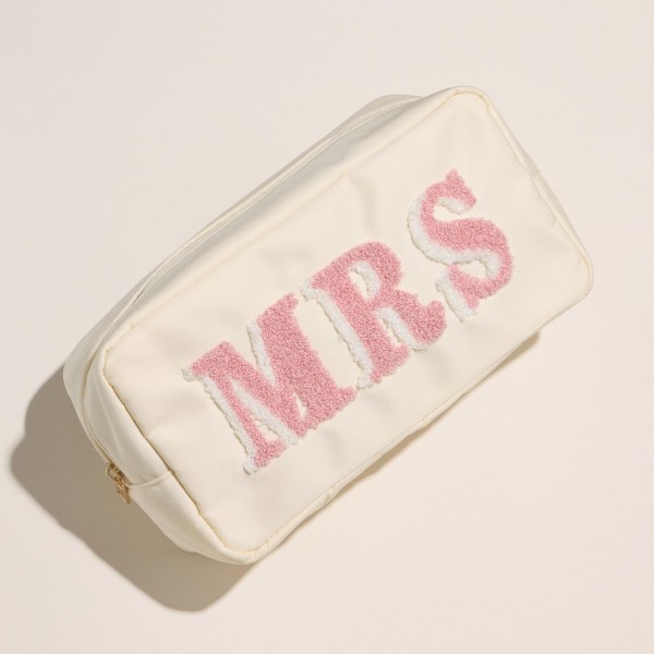 Wholesale mRS Chenille Patch Nylon Pouch Full Zip Closure Lined Body L T D