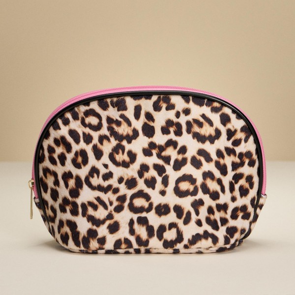 Wholesale leopard Print Makeup Pouch Fill Zip Closure Lined Body L T D