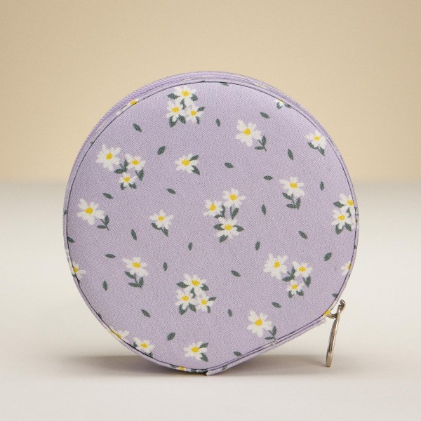Wholesale flowers Leaves Travel Jewelry Box Full Zipper Closure Removable Divide