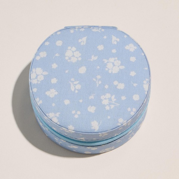Wholesale petite Flower Travel Jewelry Box Full Zipper Closure Removable Divider