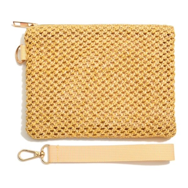 Wholesale woven Pouch Removeable Wristlet Zip Closure Lined Body L T