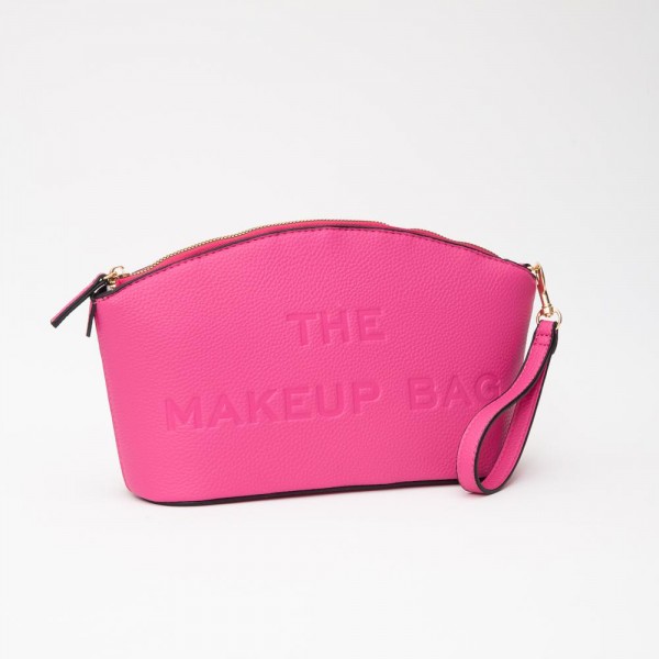 Wholesale vegan Leather Makeup Bag Embossed MAKEUP BAG Detail Full Zip Closure R