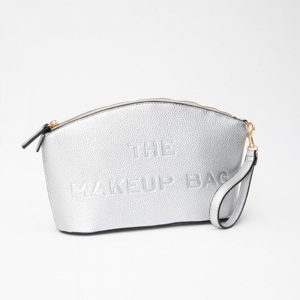 Wholesale vegan Leather Makeup Bag Embossed MAKEUP BAG Detail Full Zip Closure R
