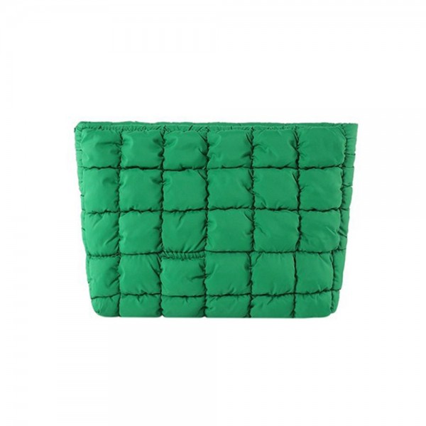 Quilted Nylon Puffer Pouch

- Zip Closure 
- Lined Body 
- 1 Internal Zip Pocket 
- Approximately 6" T X 9" L X 2" D