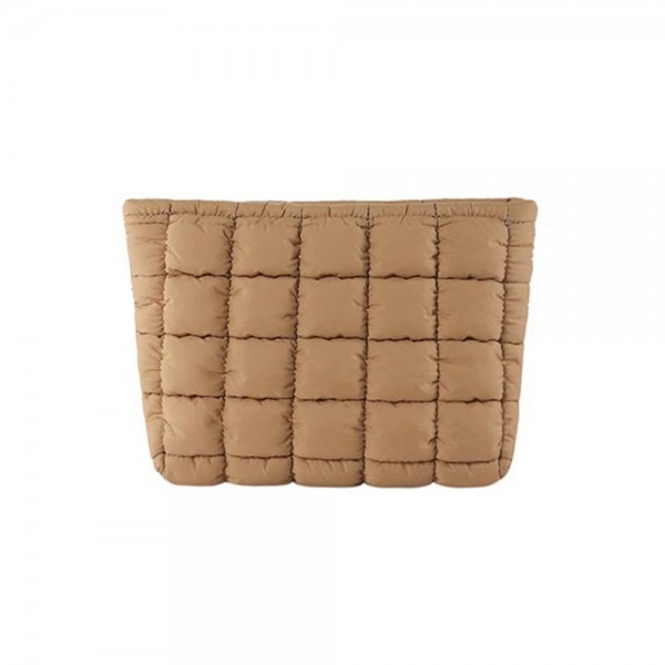 Quilted Nylon Puffer Pouch

- Zip Closure 
- Lined Body 
- 1 Internal Zip Pocket 
- Approximately 6" T X 9" L X 2" D