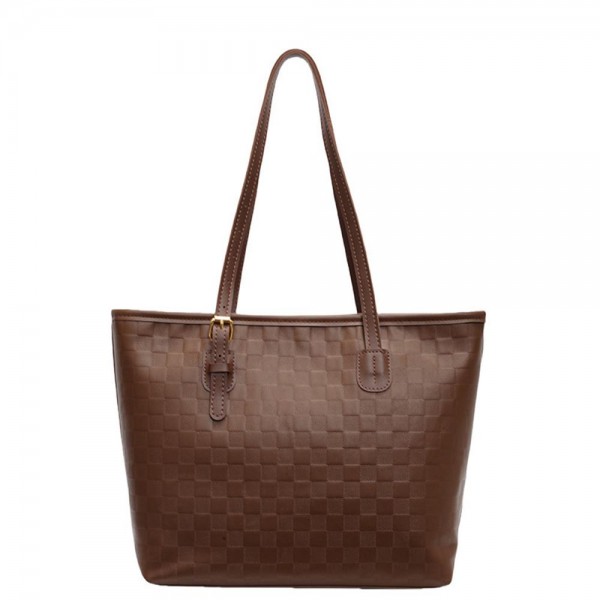 Checker Vegan Leather Tote Bag

- Full Zip Closure 
- Lined Body 
- 2 Zip & 1 Open Internal Pocket 
- Approximately 9.5" T X 15.5" L X 4" D