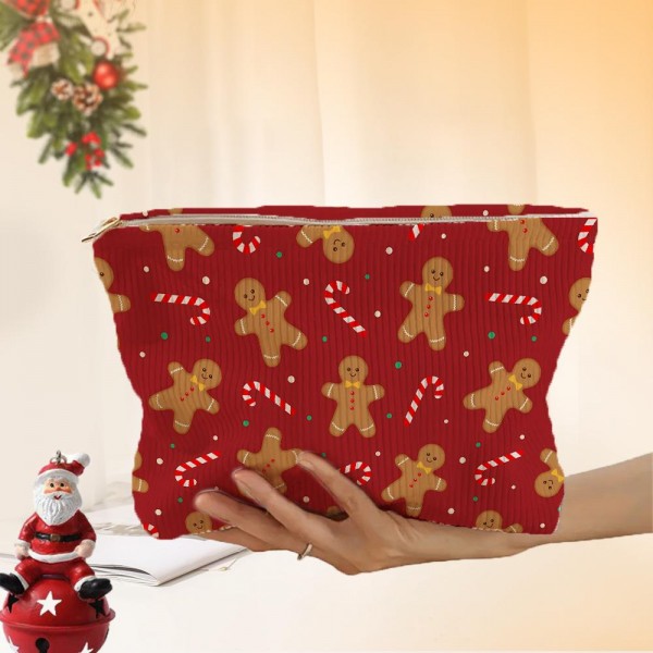 Corduroy Gingerbread & Candy Cane Pouch

- Zip Closure
- Lined Body
- Approximately 10" L X 7" T X 2.25" D