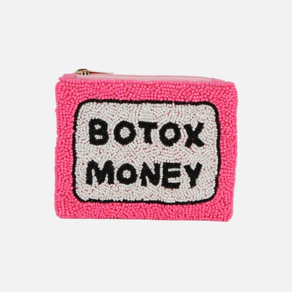 "Botox Money" Seed Bead Pouch

- Lined Interior
- Full Zipper Closure
- Approximately 5" L X 4.5" T
