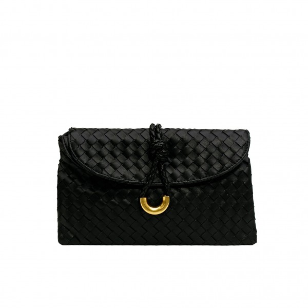 Vegan Leather Woven Twist Lock Crossbody Bag
- Double Flap with One internal Zipper Pocket
- Attached Cross Body Strap
- Twist Lock Closure
- Approximately 11" W X 6.5" T X 3" D