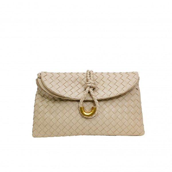 Vegan Leather Woven Twist Lock Crossbody Bag

- Double Flap with One internal Zipper Pocket
- Attached Cross Body Strap
- Twist Lock Closure
- Approximately 11" W X 6.5" T X 3" D