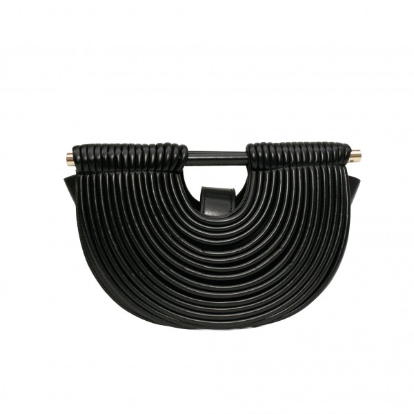 Vegan Leather Half Crescent Moon Clutch Bag

- Front Rope Ripple Design Detail
- Inside Magnetic Button Closure
- Suede-like Lining