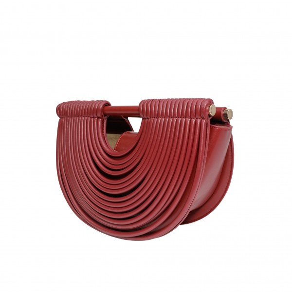 Vegan Leather Half Crescent Moon Clutch Bag

- Front Rope Ripple Design Detail
- Inside Magnetic Button Closure
- Suede-like Lining
- Approximately 12" L X 8" T X 4" D