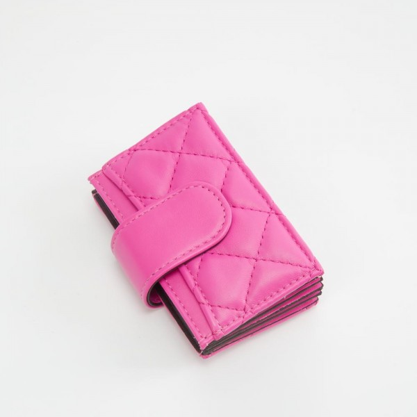 Quilted Vegan Leather Snap Card Holder

- One Outer Pocket
- Four Card Holders 
- Approximately 4" L x 3" T
