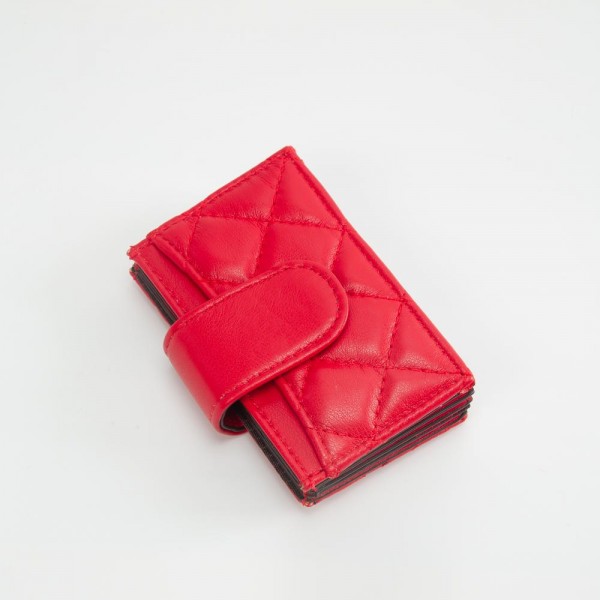Quilted Vegan Leather Snap Card Holder

- One Outer Pocket
- Four Card Holders 
- Approximately 4" L x 3" T