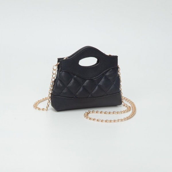Mini Quilted Vegan Leather Cross Body Tote Bag 

- Snap Closure
- Removeable Chain Link Strap 
- Approximately 5" L X 5" T X 1.5" D