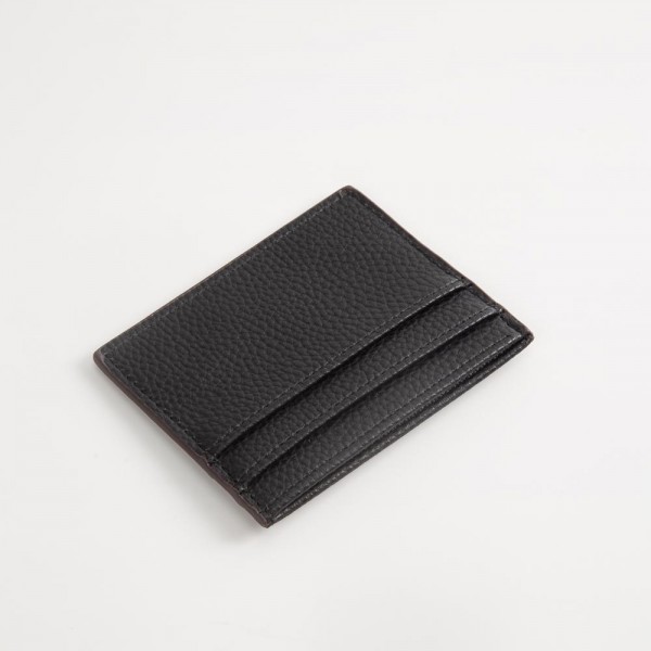 Double-Sided Woven Vegan Leather Card Holder - Open Inner Pocket - Six Card Holders - Three On Either Side - Approximately 4" L x 3" T view 5