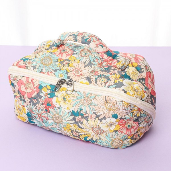 Quilted Print Makeup Bag

- Full Zip Closure
- 3 Internal Pockets & 1 Zip Brush Pocket
- Approximately 9” L X 5” T X 4” D