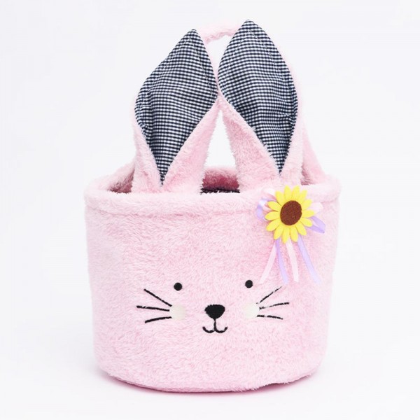 Furry Bunny Easter Basket 

- Gingham Inside 
- Approximately 12" L X 8" T X 7" D