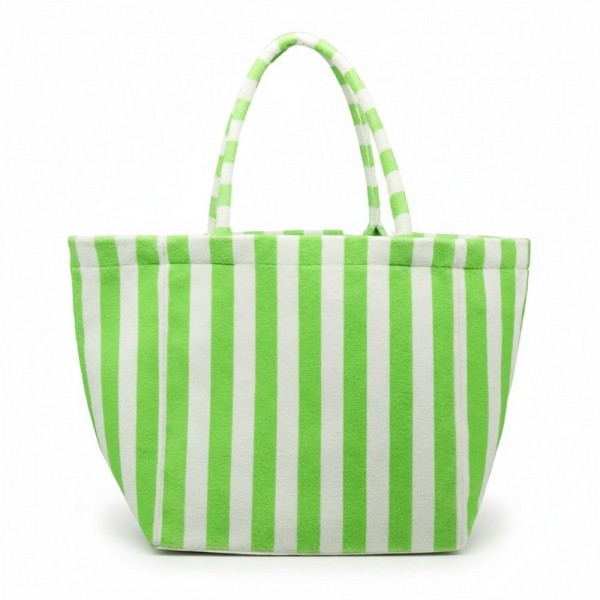 Striped Terry Cloth Tote Bag 

- Full Zip Closure
- Lined Body with Open Pocket
- Approximately 22" L X 16" T X 6" D
- 80% Polyester / 20% Polyamide 