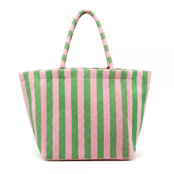 Striped Terry Cloth Tote Bag 

- Full Zip Closure
- Lined Body with Open Pocket
- Approximately 22" L X 16" T X 6" D
- 80% Polyester / 20% Polyamide 