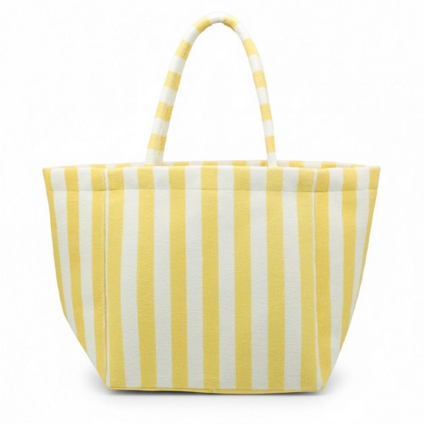 Striped Terry Cloth Tote Bag 

- Full Zip Closure
- Lined Body with Open Pocket
- Approximately 22" L X 16" T X 6" D
- 80% Polyester / 20% Polyamide 