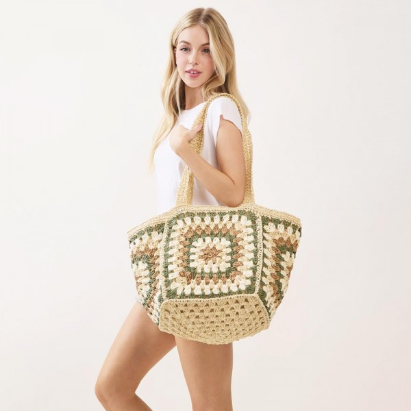 Granny Square Tote Bag 

- Zip Closure
- 1 Internal Pocket 
- Approximately 10.25" L X 10.25" L X 10.25" D
- 100% Paper  