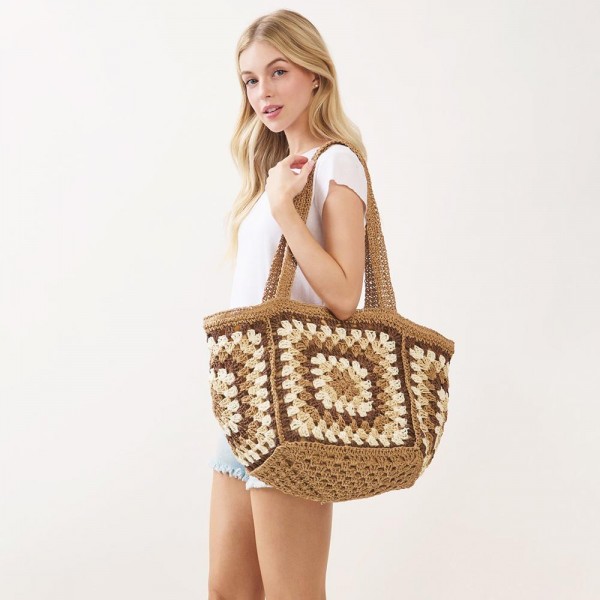 Granny Square Tote Bag 

- Zip Closure
- 1 Internal Pocket 
- Approximately 10.25" L X 10.25" L X 10.25" D
- 100% Paper  