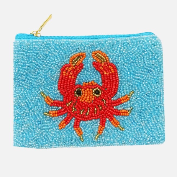 Crab Seed Beaded Canvas Bag

- Fully Lined Inside
- 100% Cotton Bag
- Approximately 5" L X 4" T