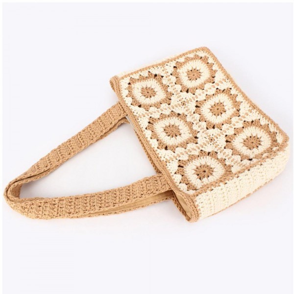 Granny Square Crochet Tote Bag 

- Full Zip Closure
- Lined Body 
- 1 Open Pocket 
- Approximately 12" L X 9" T X 3" D