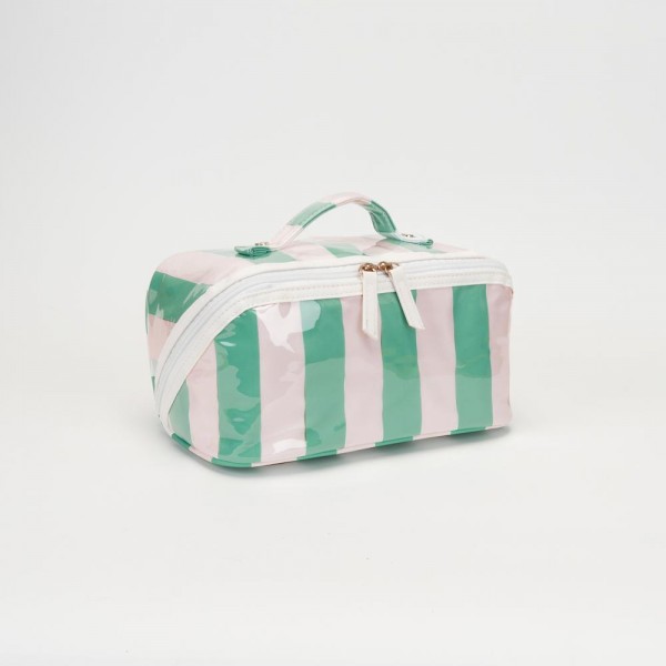Stripe Makeup Bag

- Full Zip Closure
- 3 Internal Pockets & 1 Zip Brush Pocket
- Approximately 11” L X 5” T X 5” D