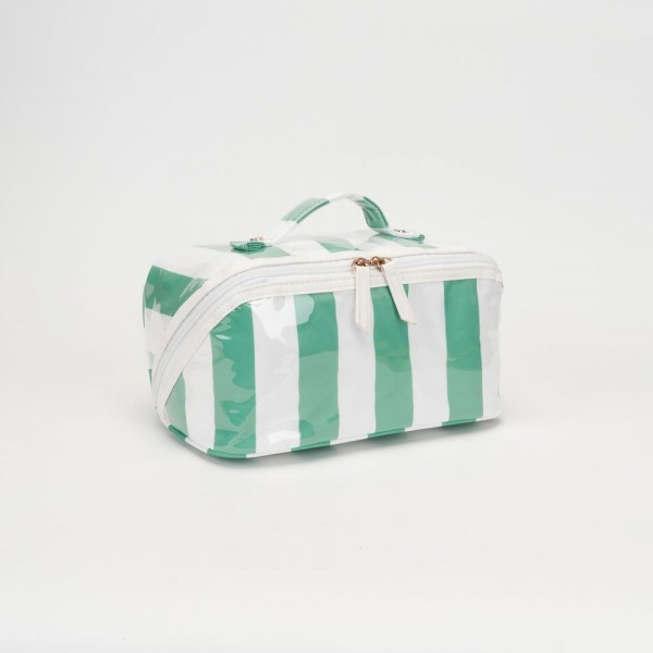 Stripe Makeup Bag

- Full Zip Closure
- 3 Internal Pockets & 1 Zip Brush Pocket
- Approximately 11” L X 5” T X 5” D