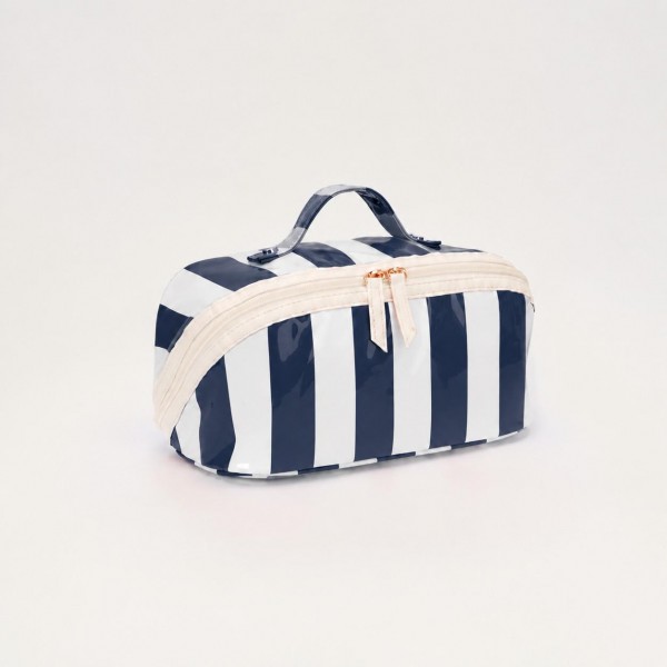 Stripe Makeup Bag

- Full Zip Closure
- 3 Internal Pockets & 1 Zip Brush Pocket
- Approximately 11” L X 5” T X 5” D