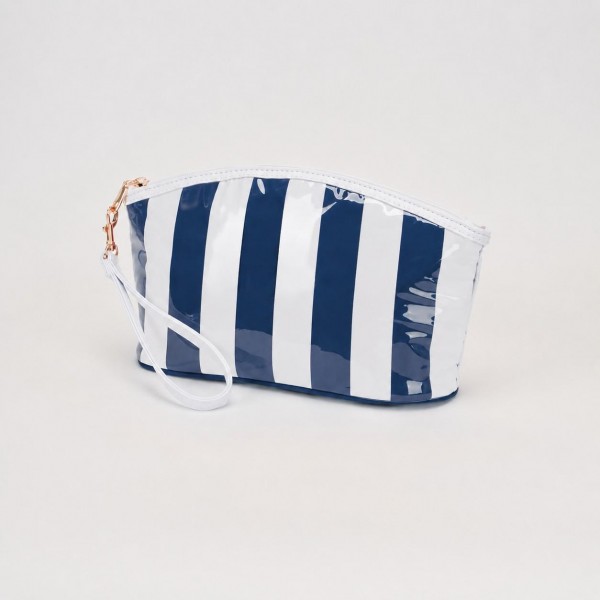 Striped Pouch With Wristlet Strap

- Full Zip Closure
- Lined Body
- One Internal Zip Pocket
- Approximately 11" L X 6.25" T X 3.5" D